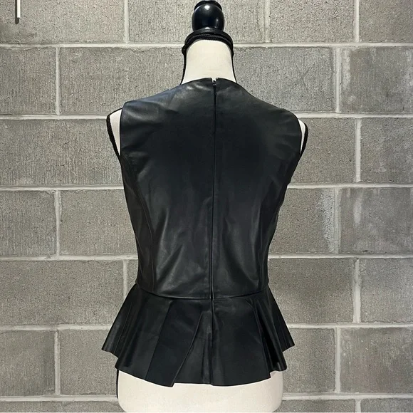Lauren Ralph Lauren leather peplum tank shell. - Picture 7 of 14